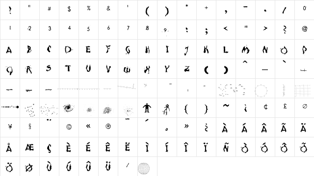 Moonscape Regular  glyph index