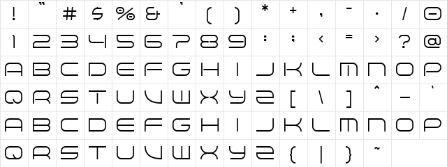 TERBAANG Regular  glyph index