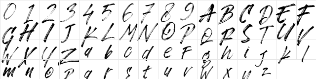 Zingakon Regular  glyph index