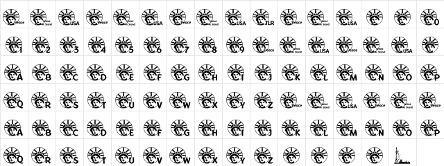 JLR Lady Liberty LSF Regular  glyph index