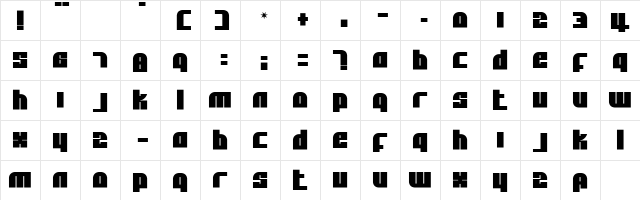 Alpha Flight Solid Regular  glyph index