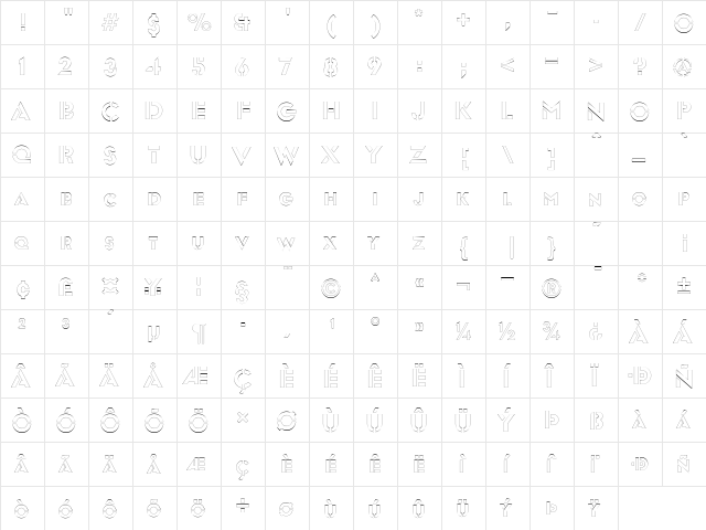 FreeportOutline Regular  glyph index