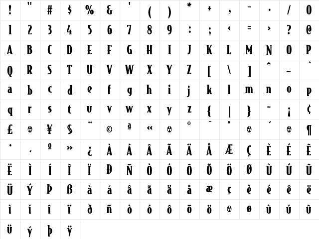 BodegaSerif Black  glyph index