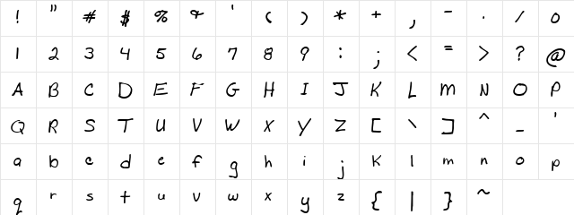 Mad's Scrawl BRK Regular  glyph index