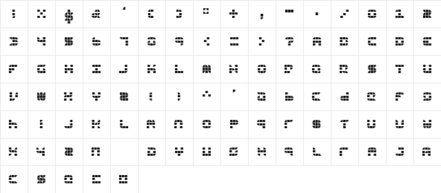 9sqgrd Regular  glyph index
