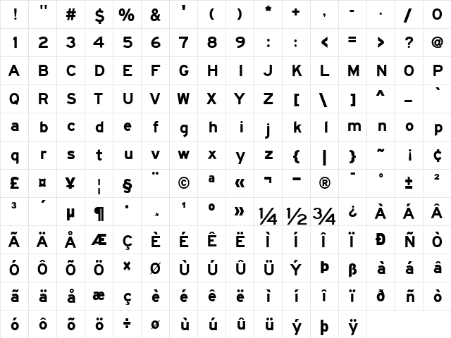 Roadgeek 2005 Series EM Regular  glyph index