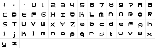 Quantum Taper (BRK) Regular  glyph index