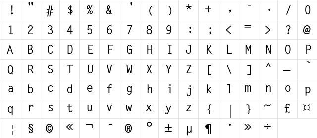MetronomC Bold  glyph index
