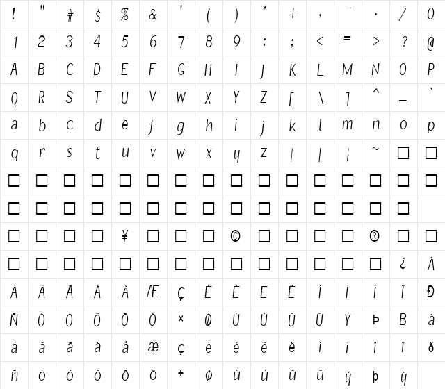 FZ BASIC 21 COND Normal  glyph index