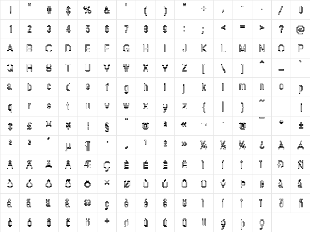 Rough43 Becker Regular  glyph index