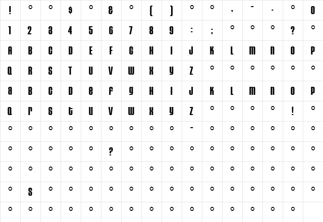 HouseGothic Regular  glyph index