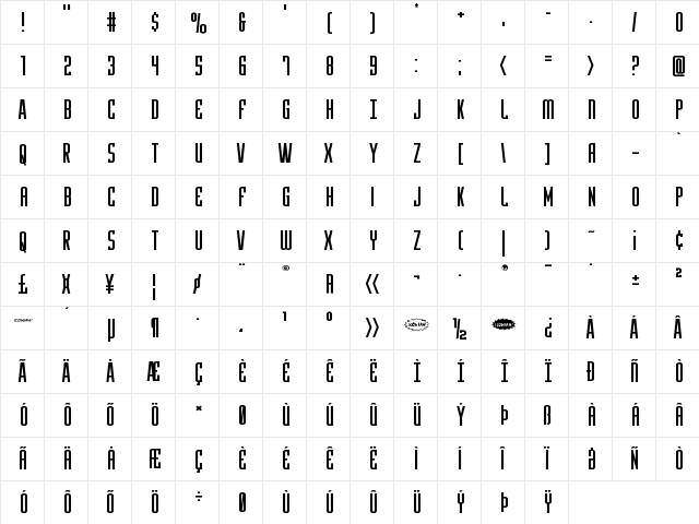 Y-Files Expanded Expanded  glyph index