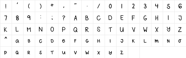 Eggy Pudding Regular  glyph index