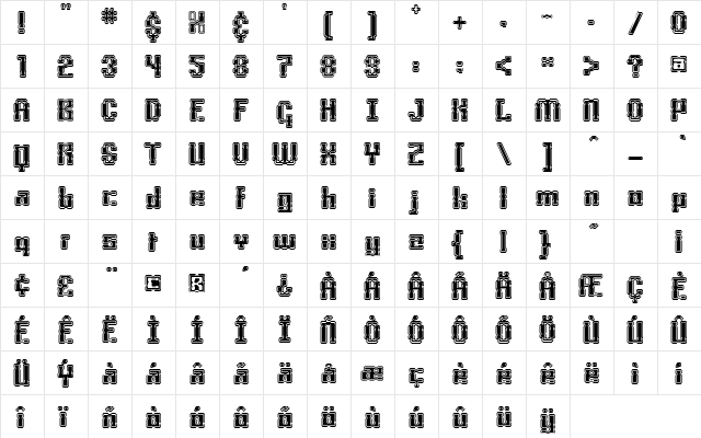 Boxonoxo Outline  glyph index