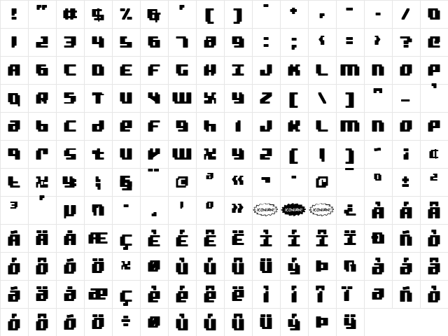 bad robot Regular  glyph index