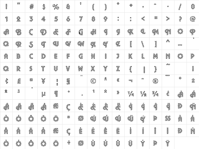Plaza10 Becker Regular  glyph index