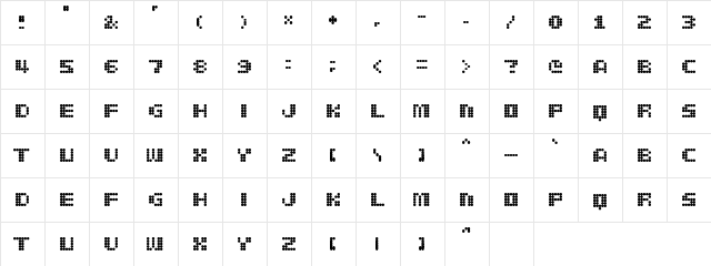 delia Regular  glyph index