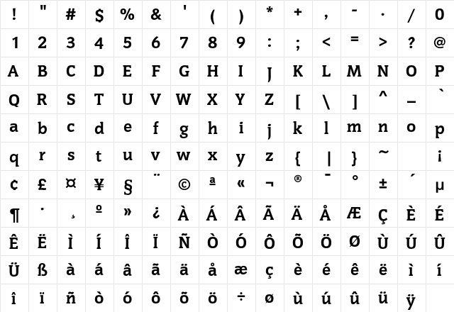 CongressEF ExtraBold  glyph index