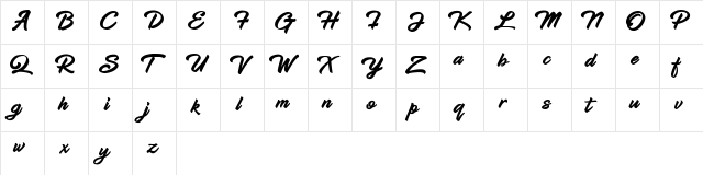 Hadsut Script Regular  glyph index