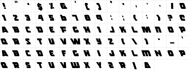 Rogue Hero Left Left  glyph index