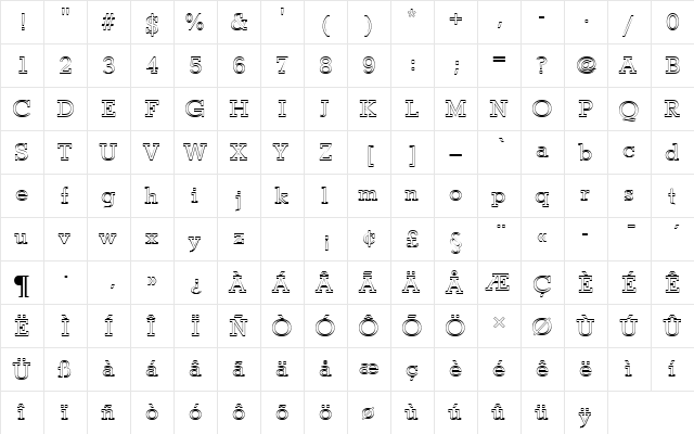 StymieTRegOu1 Regular  glyph index