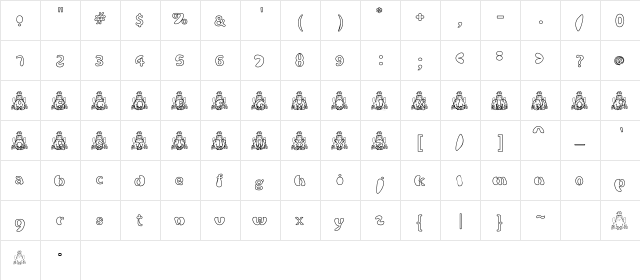 Batrachian Regular  glyph index