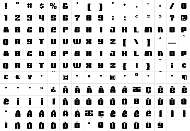 HOUSE3009 Spaceage-Black-Gamma  glyph index