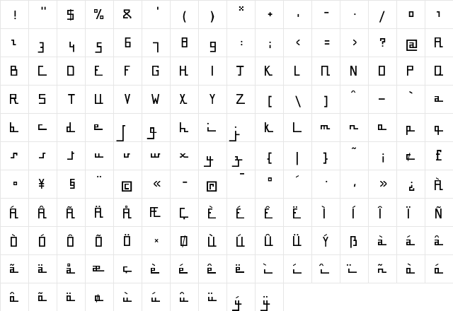 BousniCarre LT Std Medium Regular  glyph index