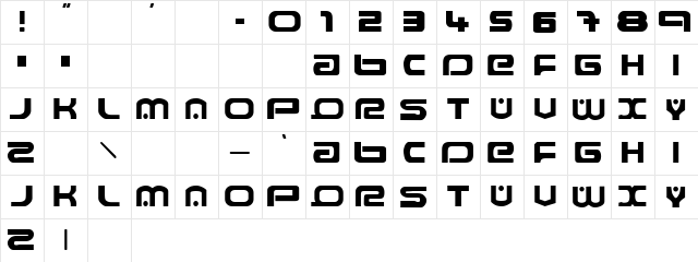 Raveflire 2.0 Regular  glyph index