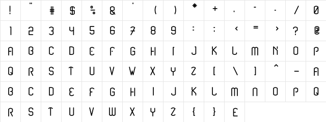 Renesnip Sans Regular  glyph index