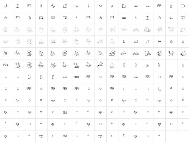 christmaspeopleding Regular  glyph index