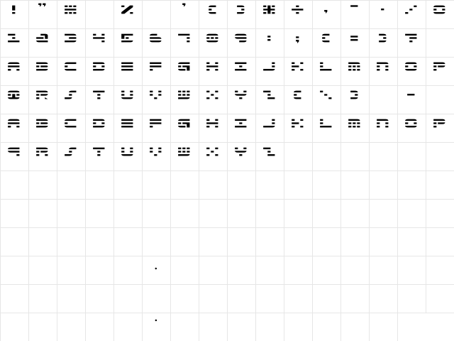 Aldo's Nova Regular  glyph index