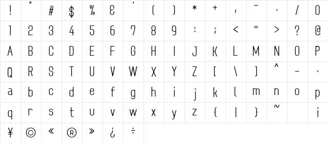 078MKSDMediumCondensed Regular  glyph index