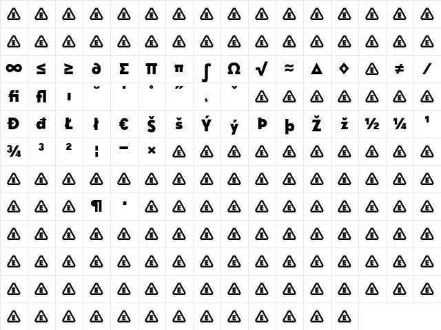 SuperGroteskB Regular  glyph index