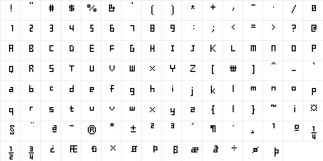 SJBrown9 BoldItalic  glyph index