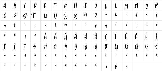 Sunday Vibes Regular  glyph index