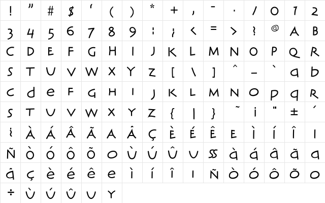 AIClassicIngeniousBold Bold  glyph index