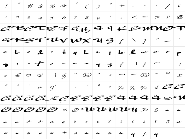 FlyingDutchMan1 Regular  glyph index