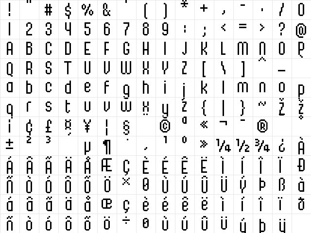 FFF Majestica Regular  glyph index