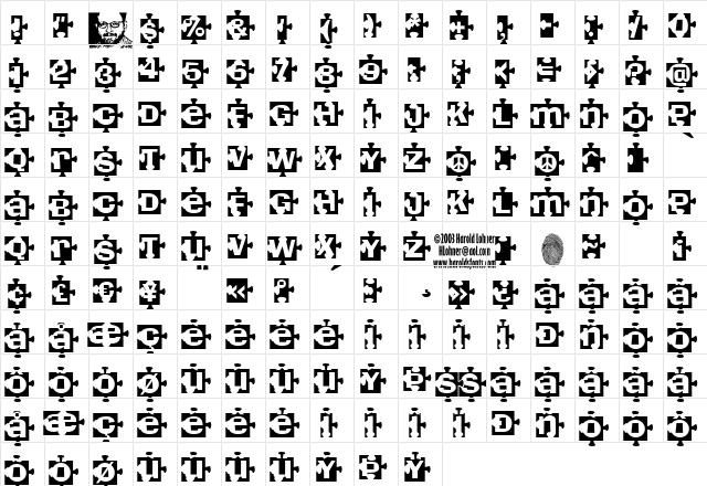 PiecesB Regular  glyph index