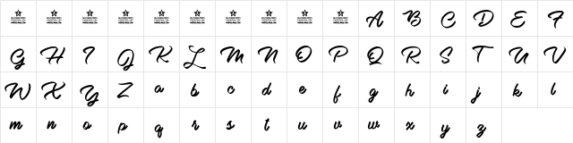 Bella Donna Personal Use Regular  glyph index