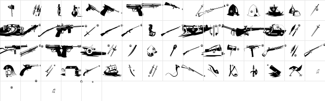 PeaceWeapons Regular  glyph index