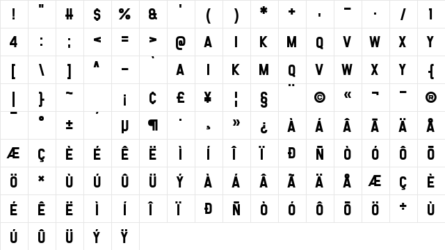 Gourmet Hearth Regular  glyph index