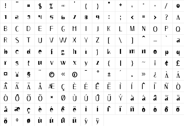 Colony Regular  glyph index
