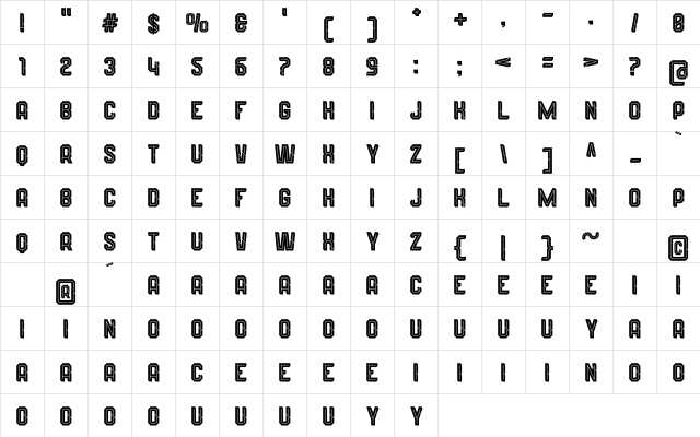 Wynford Line Alt. 1 Regular  glyph index