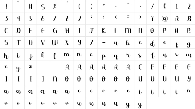 Play Date Regular  glyph index