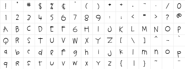 CK Hand Regular  glyph index