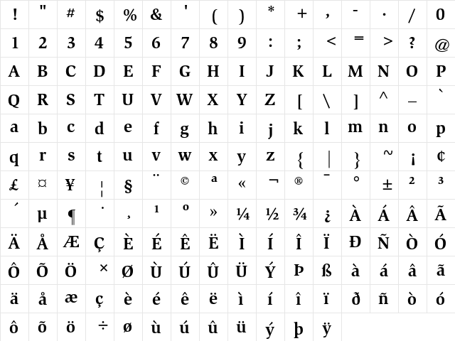 ATSlimbach Regular  glyph index