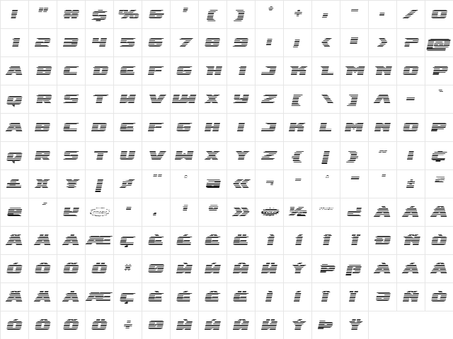 Emissary Scanlines Italic Italic  glyph index