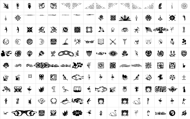 Davys Dingbats1 Regular  glyph index